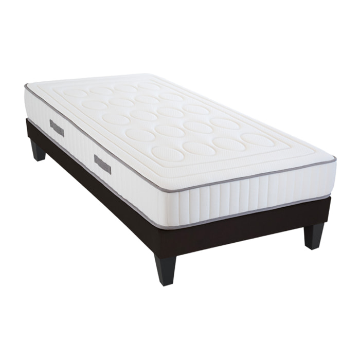 Ensemble Matelas Cristal & Sommier Kit15, 18 cm, Mémoire de Forme, Technologie Tri-Lattes, Soutien Ferme