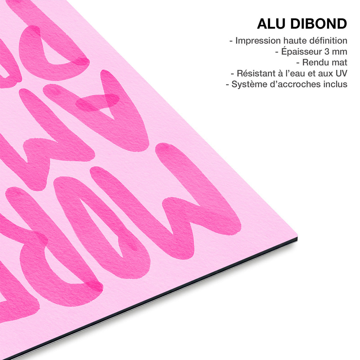 Tableau deco rose More Amor Tableau alu Dibond