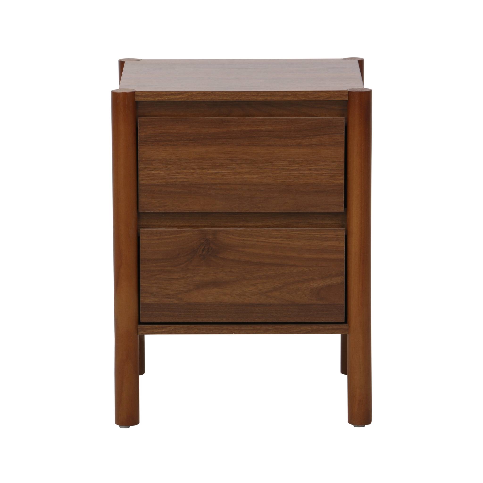 Table de chevet décor bois 2 tiroirs noyer - 42 x 42 x 55 cm - Harmony