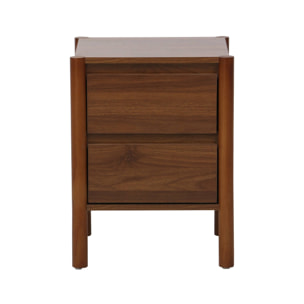 Table de chevet décor bois 2 tiroirs noyer - 42 x 42 x 55 cm - Harmony