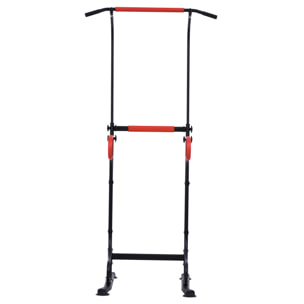 Station de musculation multifonctions barre de traction chaise romaine hauteur réglable acier noir rouge