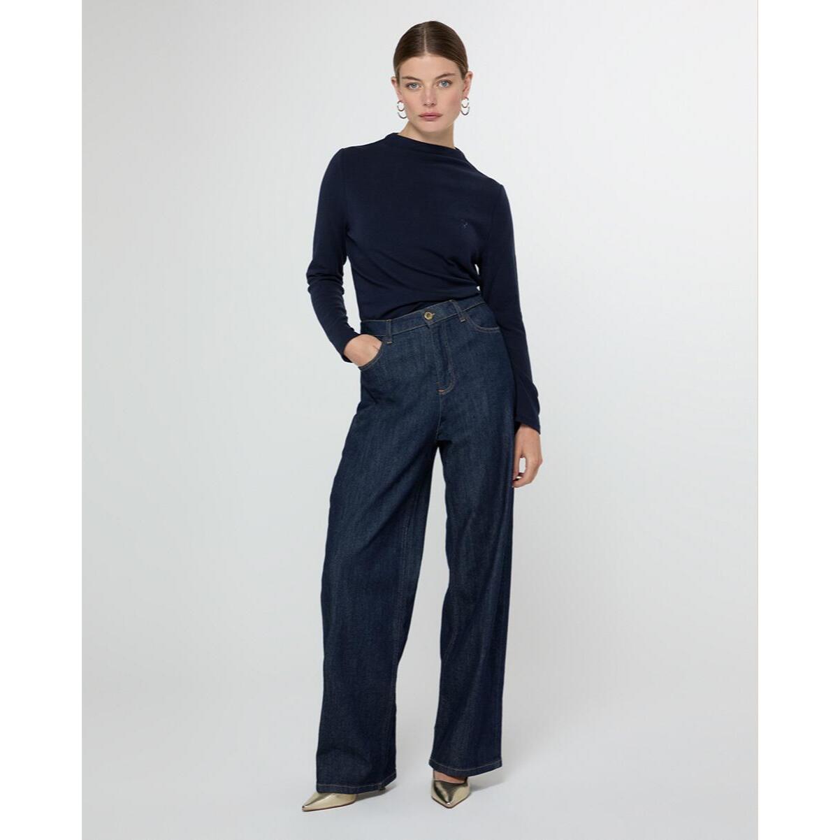 Maglietta a righe manica lunga collo alto