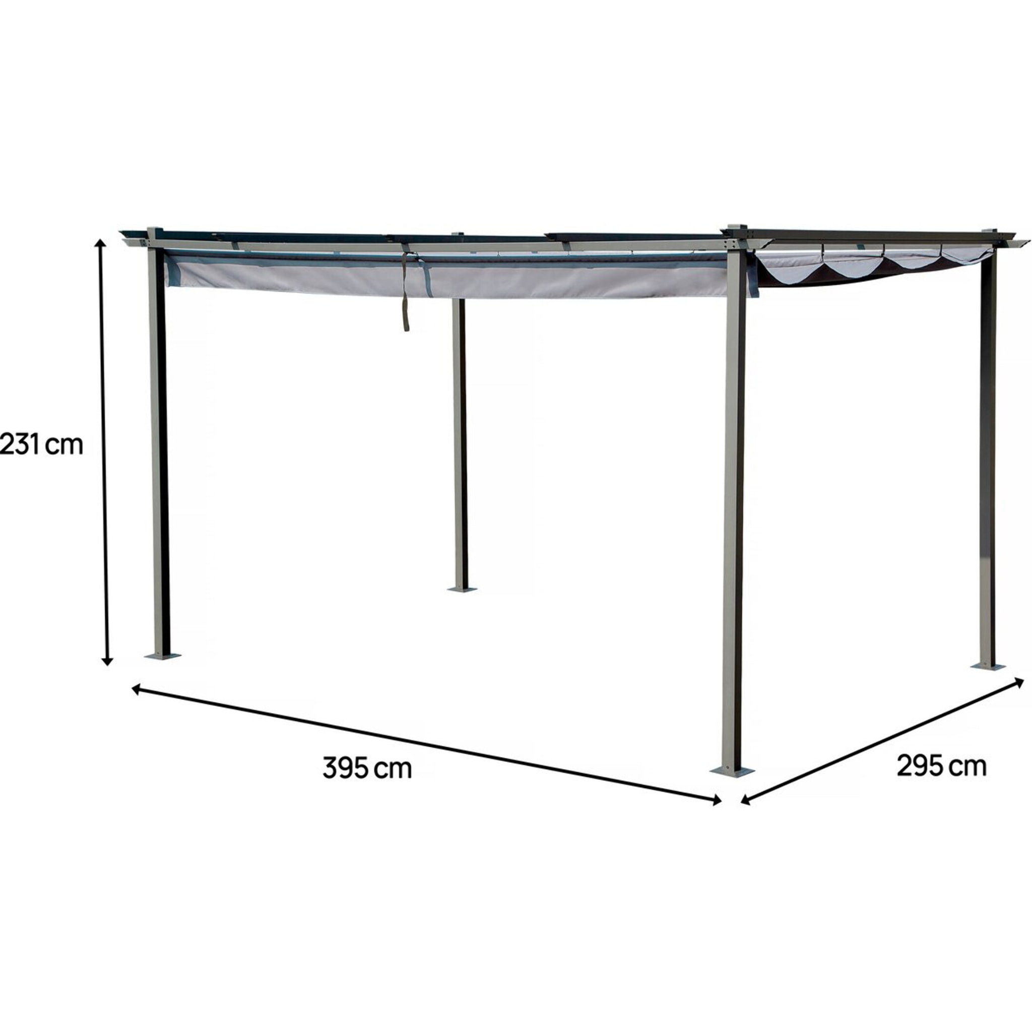 Pergola en métal avec toit rétractable - 3 x 4 m - Gris anthracite