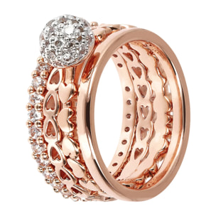 Set Anelli con Cuori e Cubic Zirconia