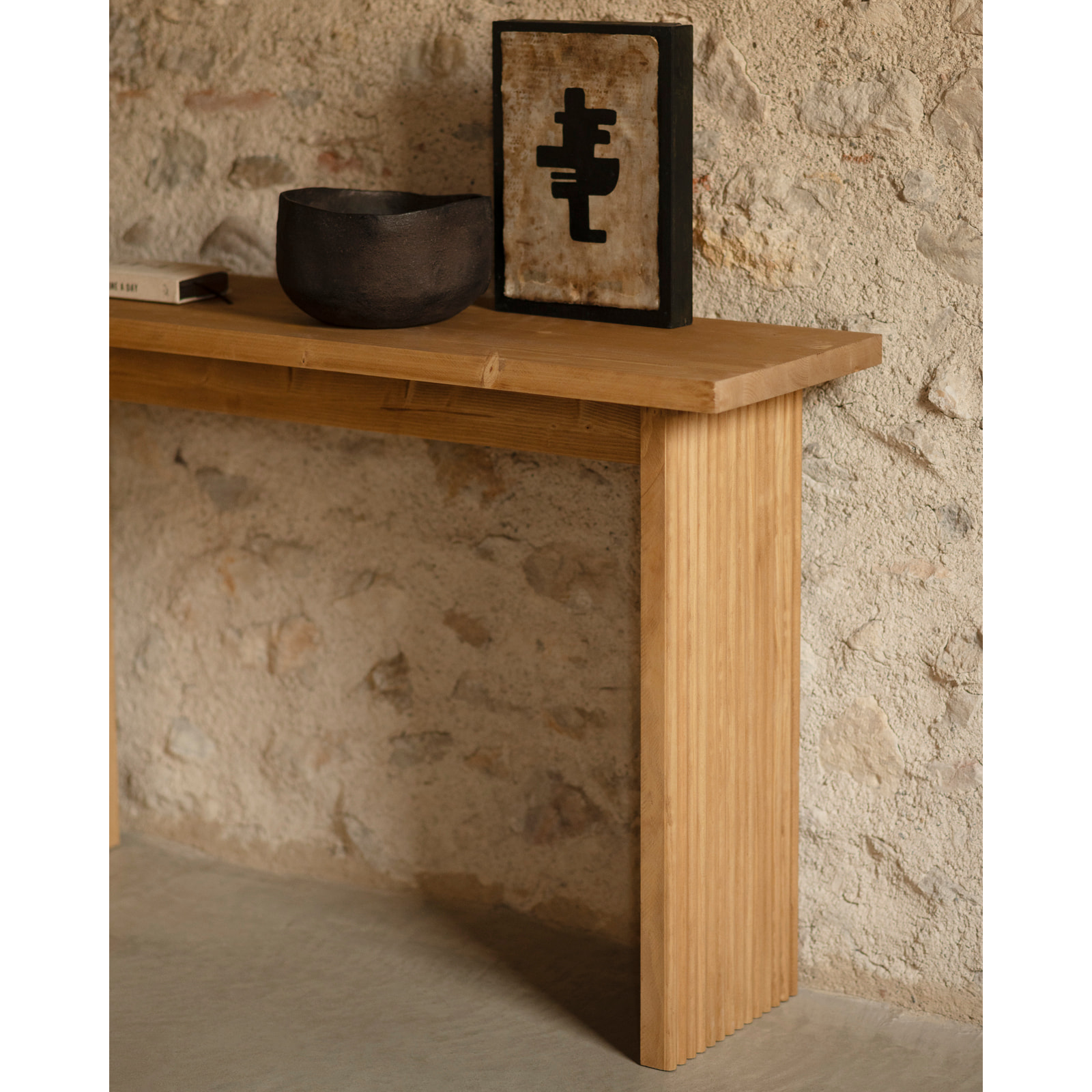 Console en bois massif ton chêne moyen de 120x80cm Hauteur: 35 Longueur: 120 Largeur: 80