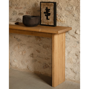 Console en bois massif ton chêne moyen de 120x80cm Hauteur: 35 Longueur: 120 Largeur: 80