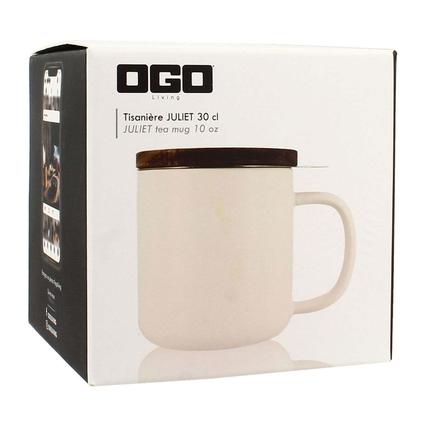 Tisanière en grès blanc avec couvercle en bois d'acacia 300ml JULIET