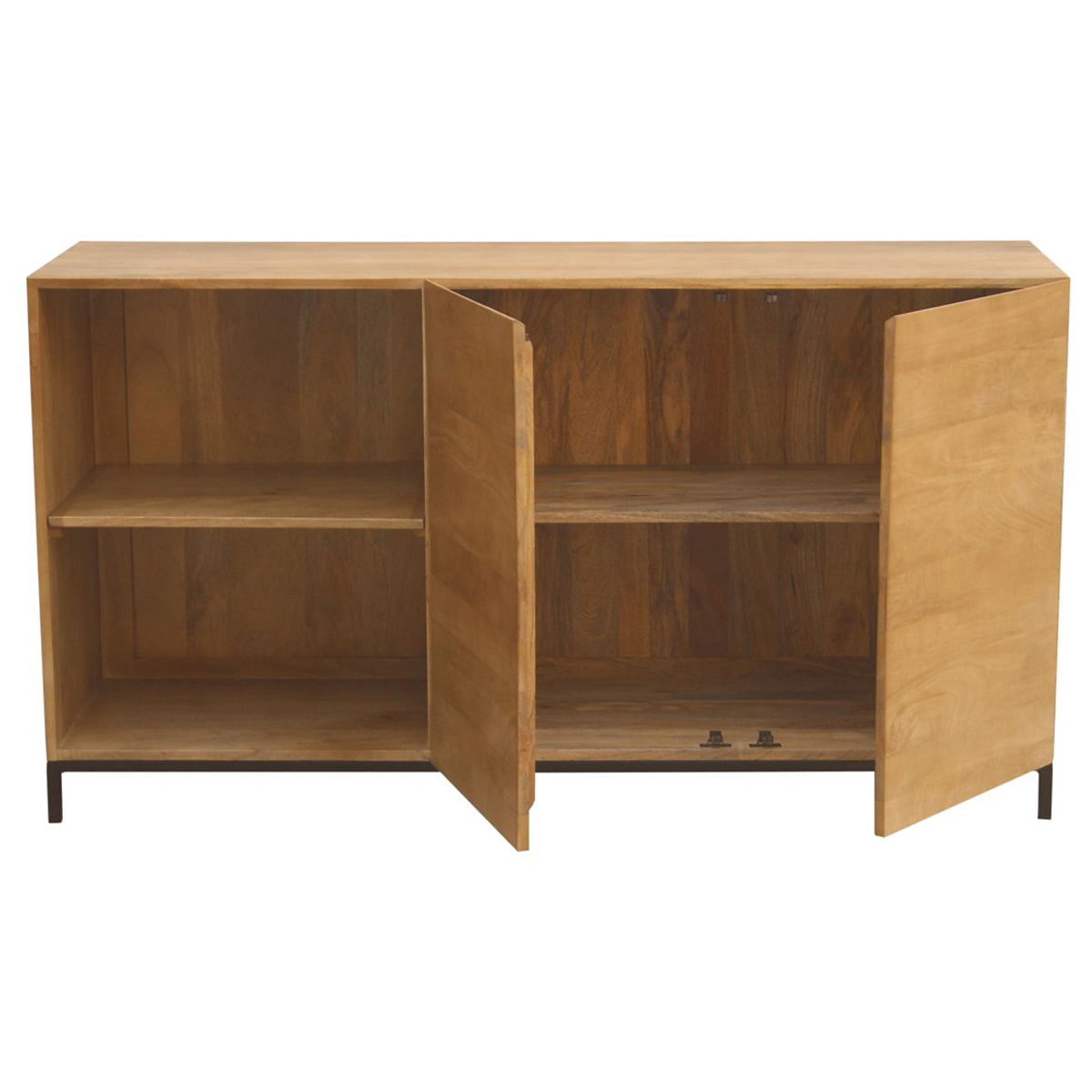 Buffet industriel en bois manguier massif et métal noir 2 portes L145 cm YPSTER