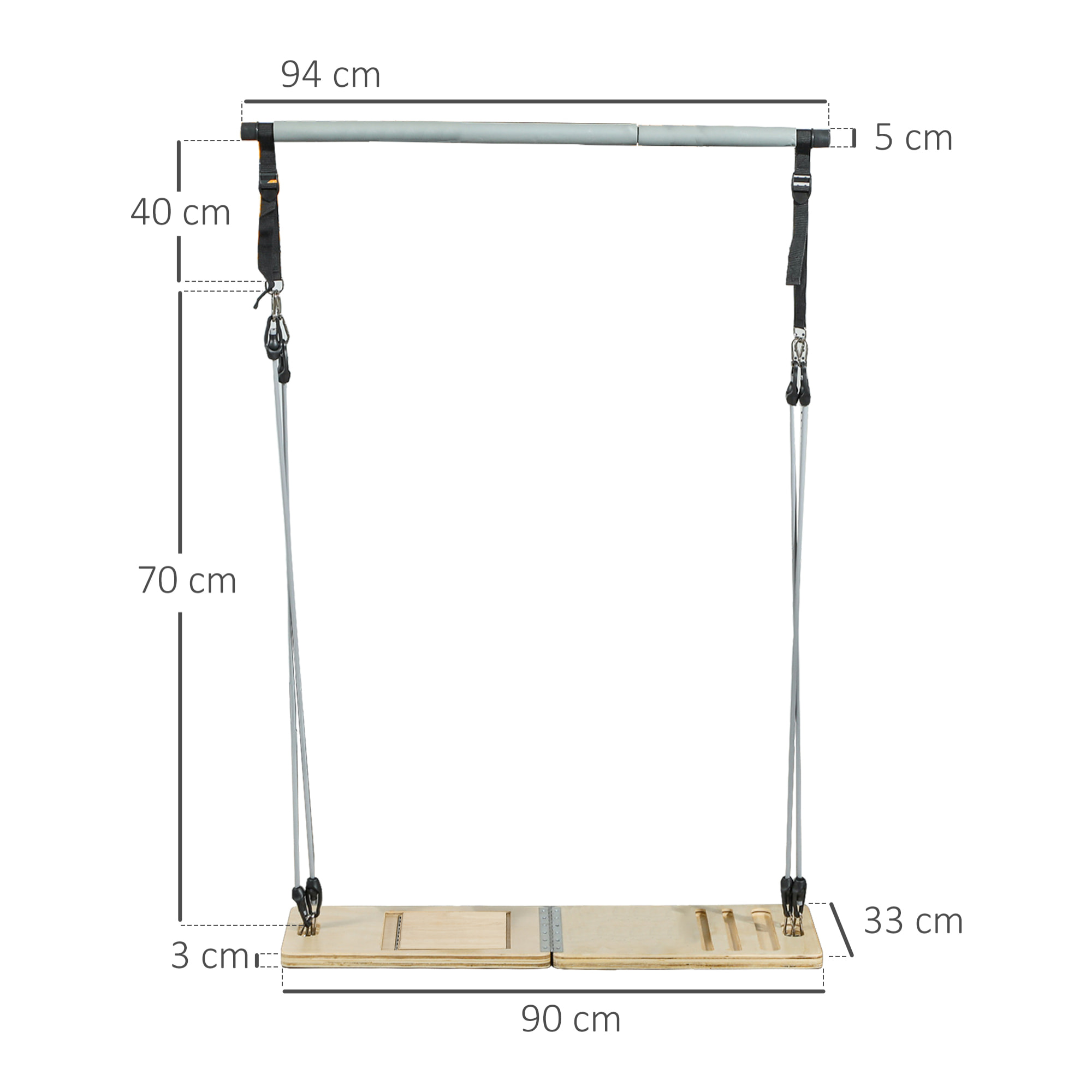 Kit de Barra de Pilates Kit de Pilates con 6 Bandas Elásticas Tabla Inclinada Ajustable para Entrenamiento de Cuerpo Completo en Casa Gris