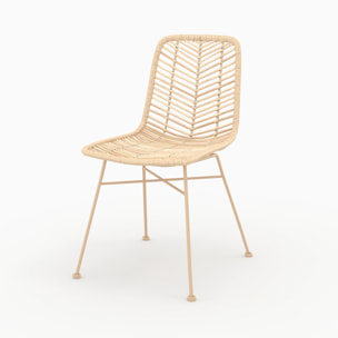 Lot de 2 chaises en rotin naturel et pieds beiges - Tamara