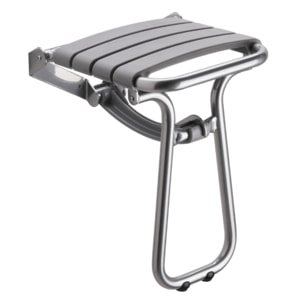 Siège de douche PMR PELLET Essentiel confort escamotable avec pied aluminium époxy gris lattes grises