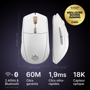Souris Gamer Sans Fil STEELSERIES Rival 3 WL Gen 2 Blanc