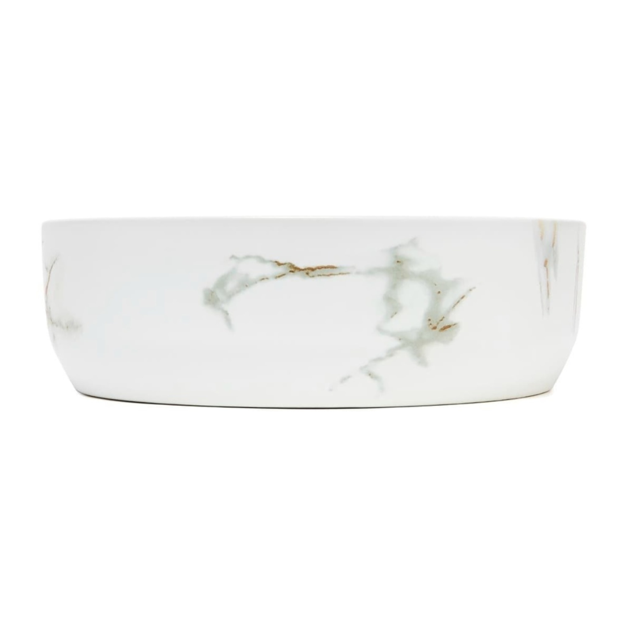 Vasque à poser 39 × 39 cm blanc veiné mat – sans trou - Infinitio  – SATINF3939MR