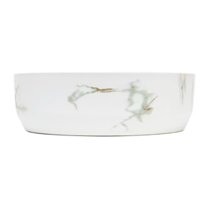 Vasque à poser 39 × 39 cm blanc veiné mat – sans trou - Infinitio  – SATINF3939MR