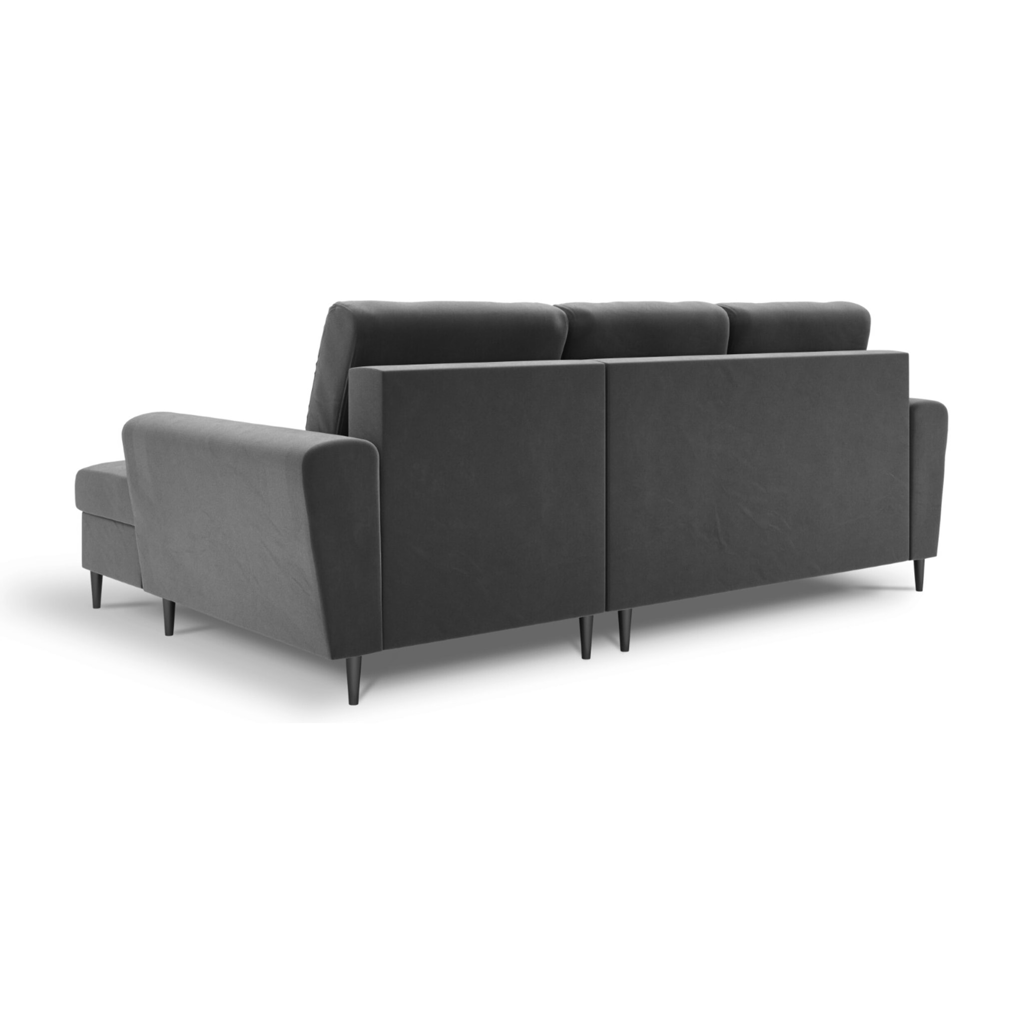 Canapé d'angle droit convertible avec coffre de rangement "Kyoto" 4 places en velours gris clair