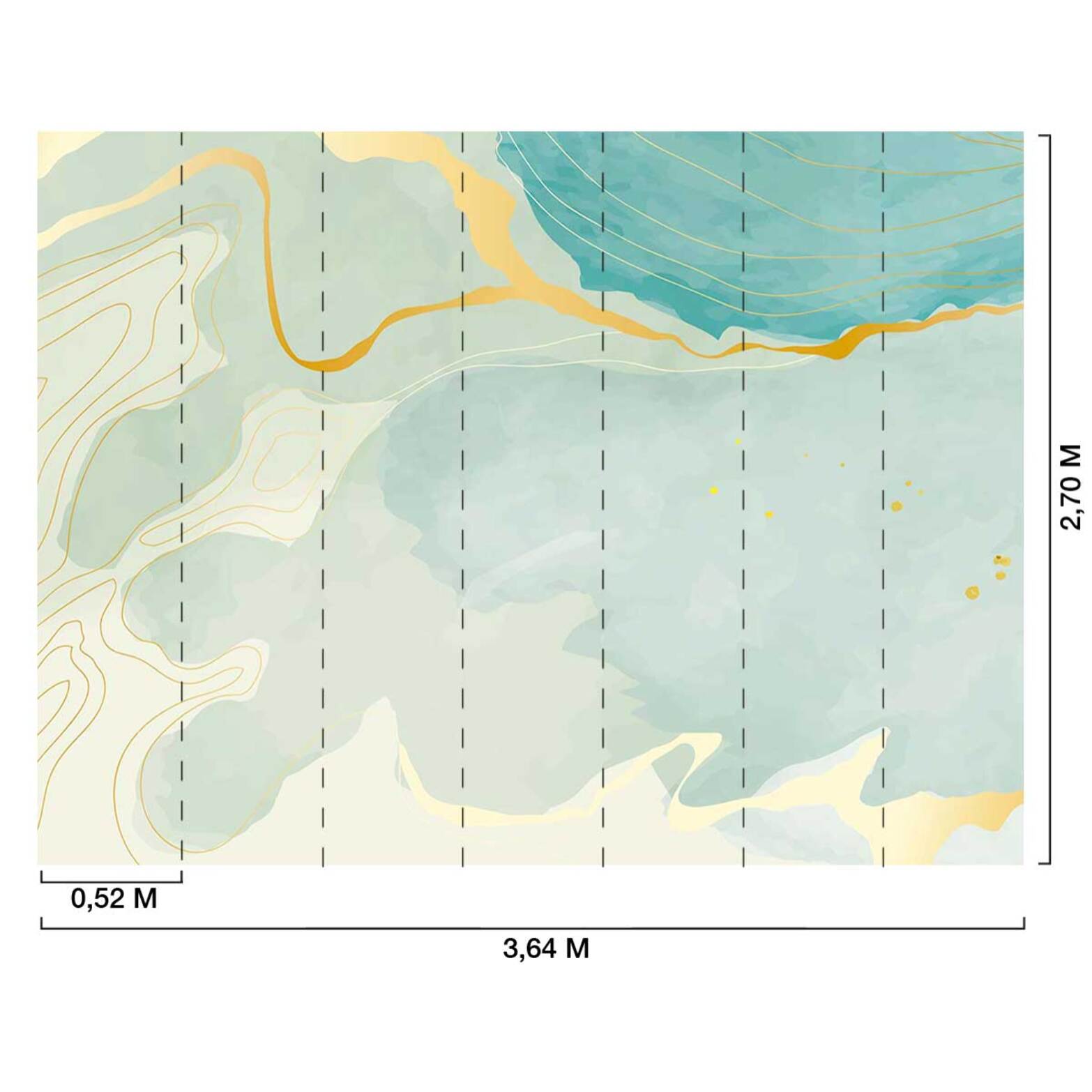 Papier peint art abstrait bleu et or effet marbre moderne Intissé