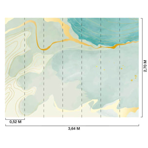 Papier peint art abstrait bleu et or effet marbre moderne Intissé