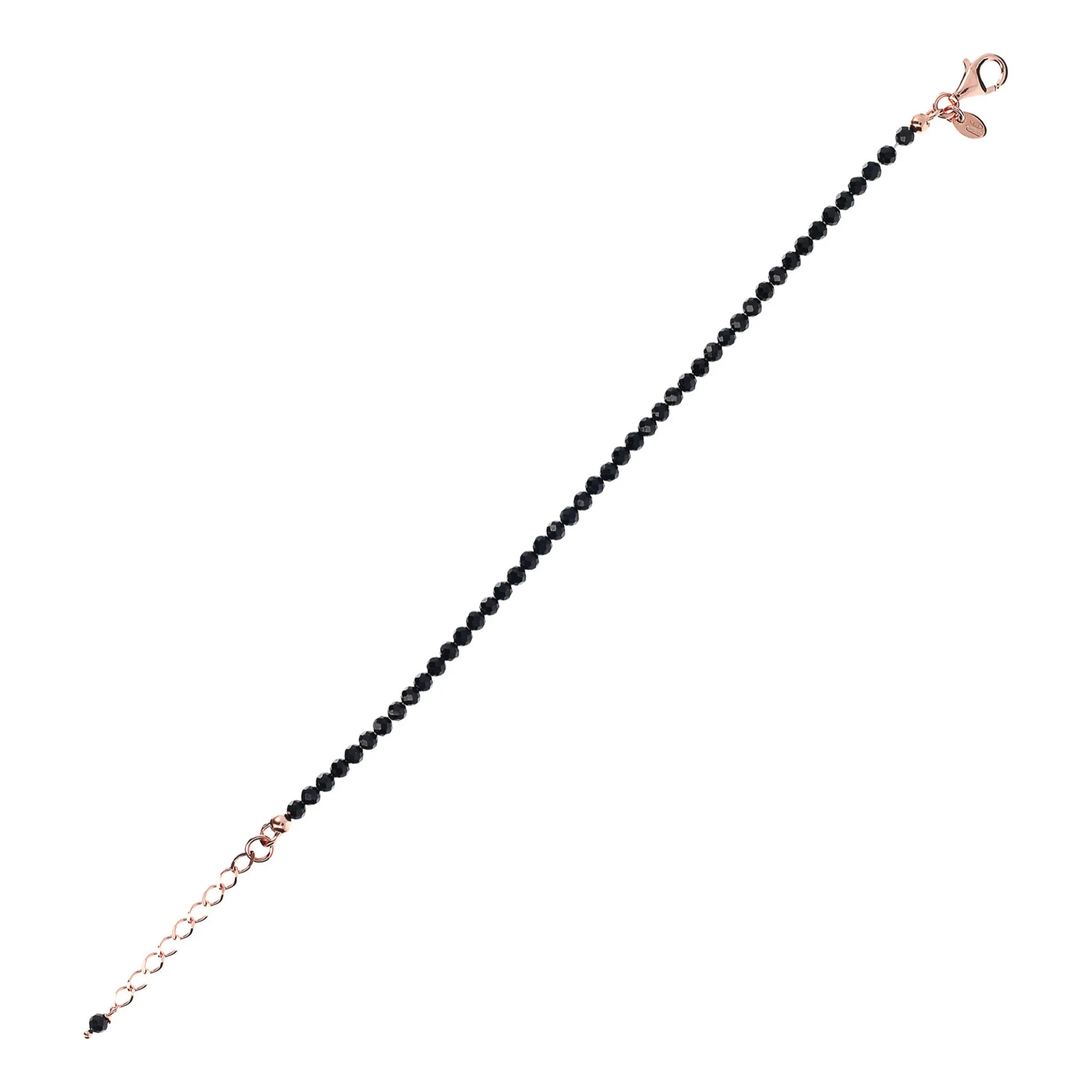 Bracciale in Argento 925 placcato Oro Giallo 18Kt con Pietre Naturali Sfaccettate in Spinello Nero
