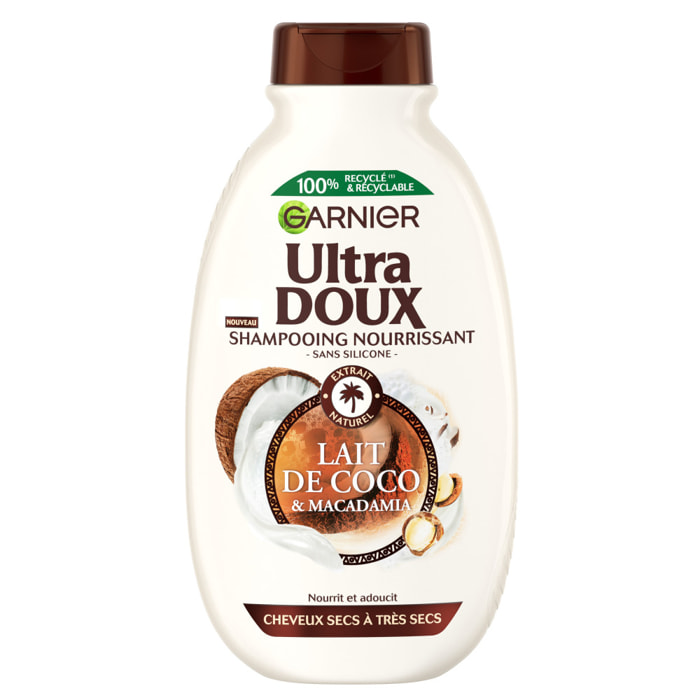 Lot de 12 - Garnier Ultra Doux Lait de Coco & Macadamia Shampooing Nourrissant 300ml - Homme & Femme