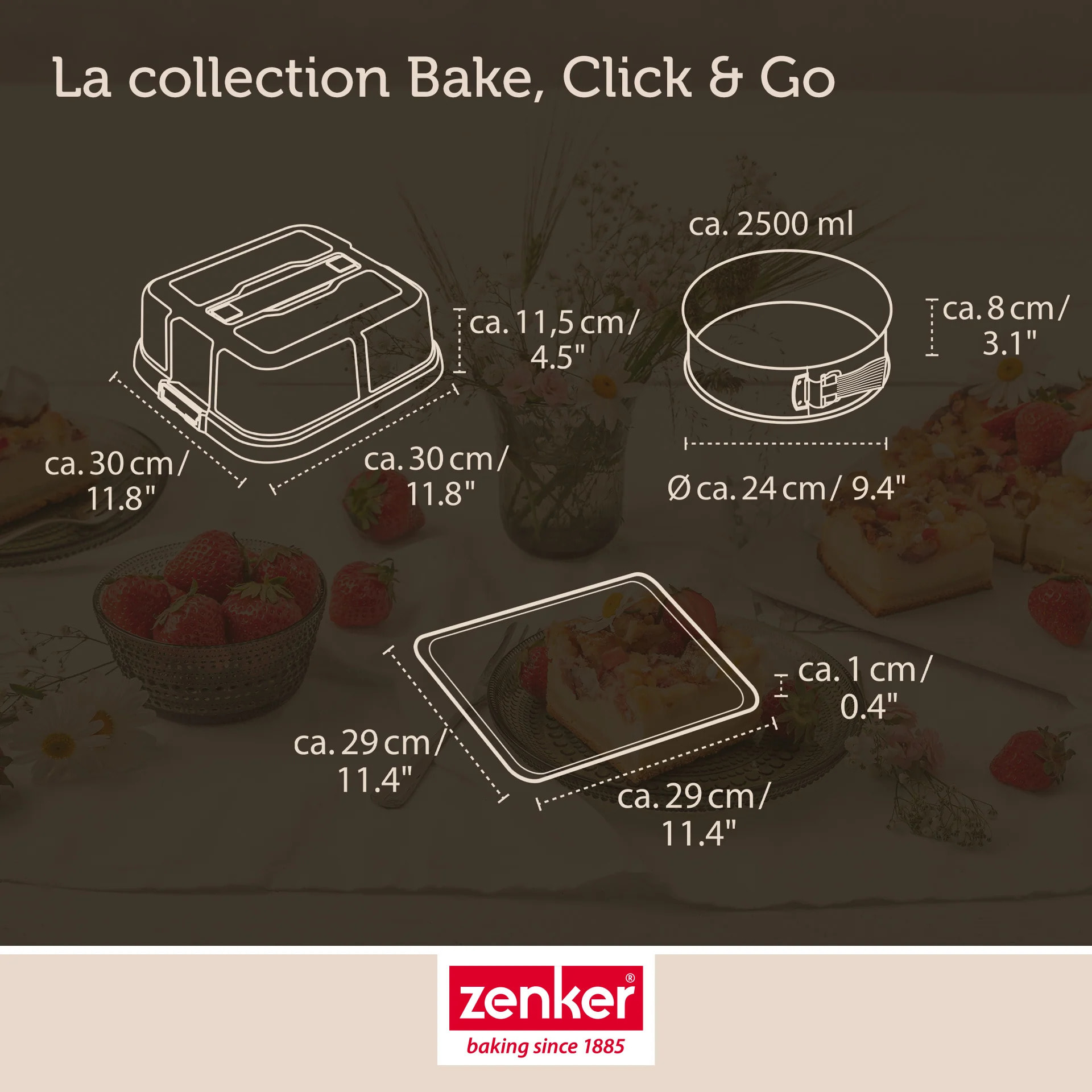 Lot de 2 moules à gâteaux 23 cm en acier Zenker Bake Click and Go