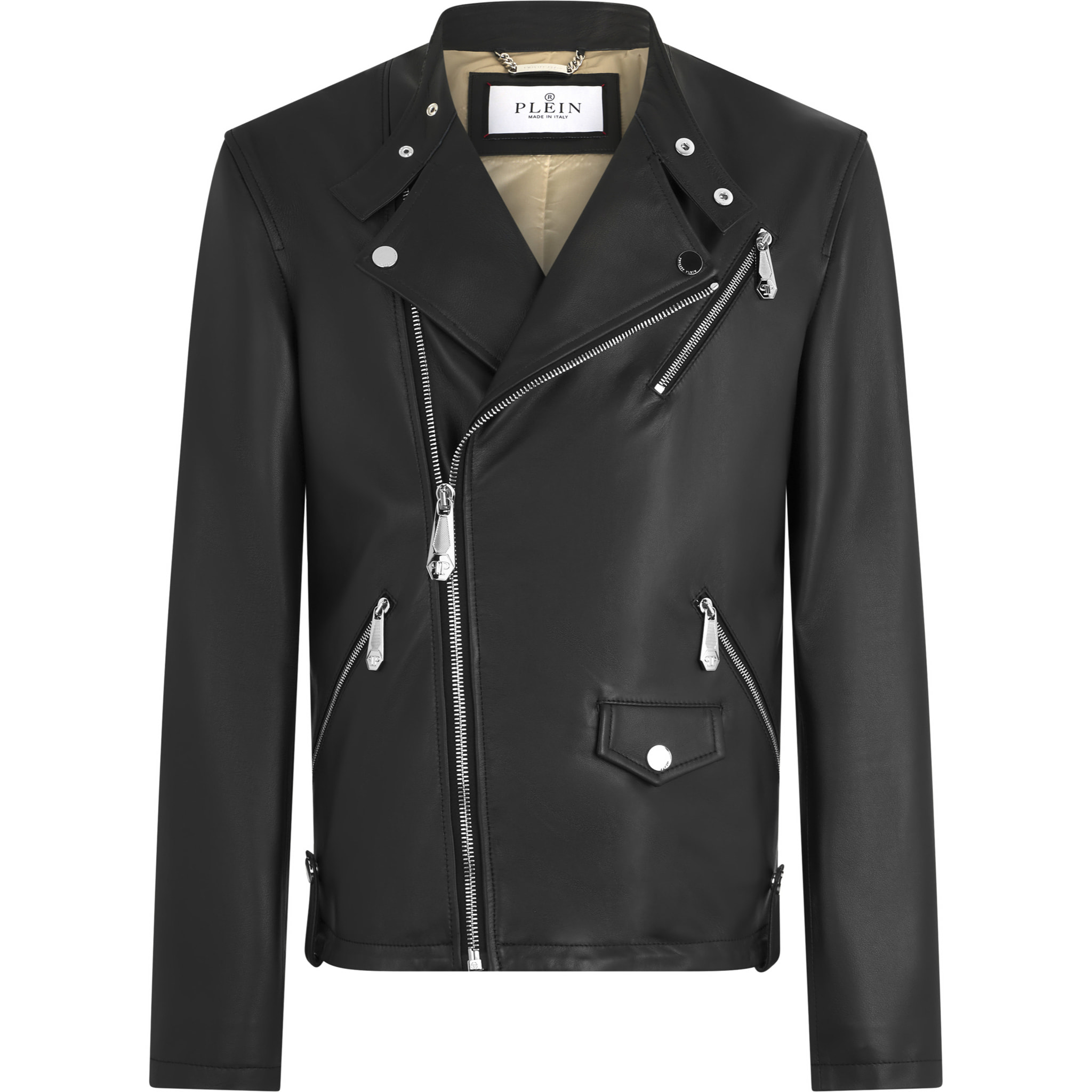 PHILIPP PLEIN Nappa Leather Moto Jacket