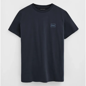 Camiseta azul marino de corte recto con parche Polo Club