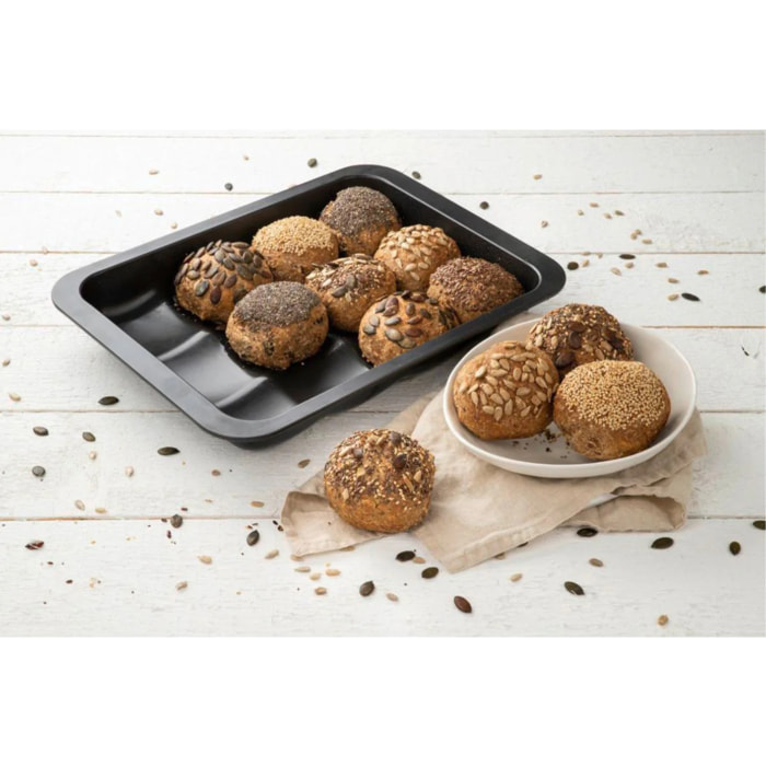 Lot avec 1 Moule 12 mini pains 36 x 27 cm, 1 spatule Zenker et 2 bols à mixer en inox Fackelmann