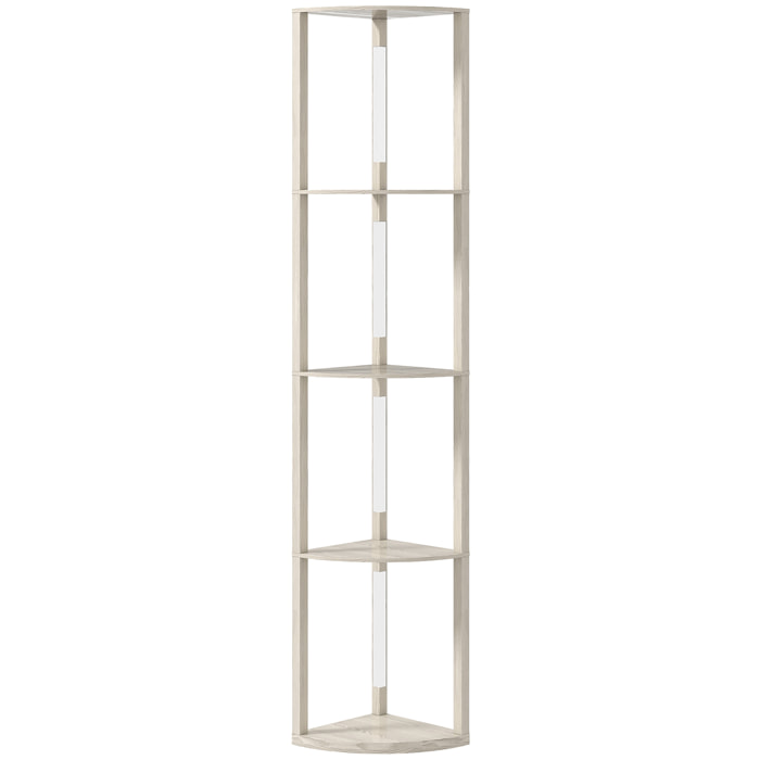 Lampadaire étagère LED d'angle réglable 4 niveaux design bois clair
