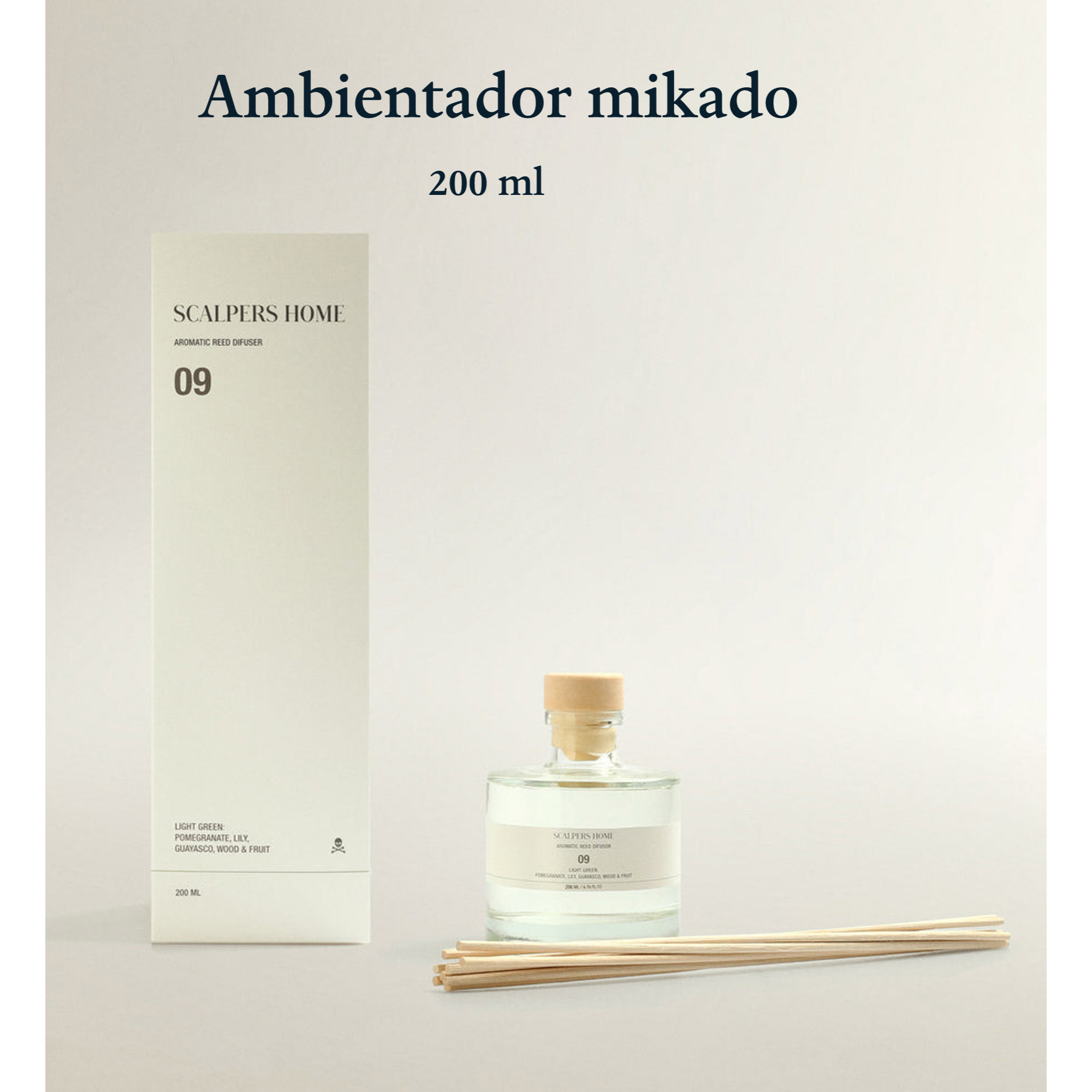 Set de 2 difusores mikado de 200ml aroma light green scalpers