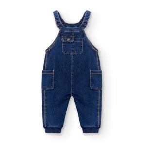 Salopette Da Bambino In Denim Scuro Con Tasche