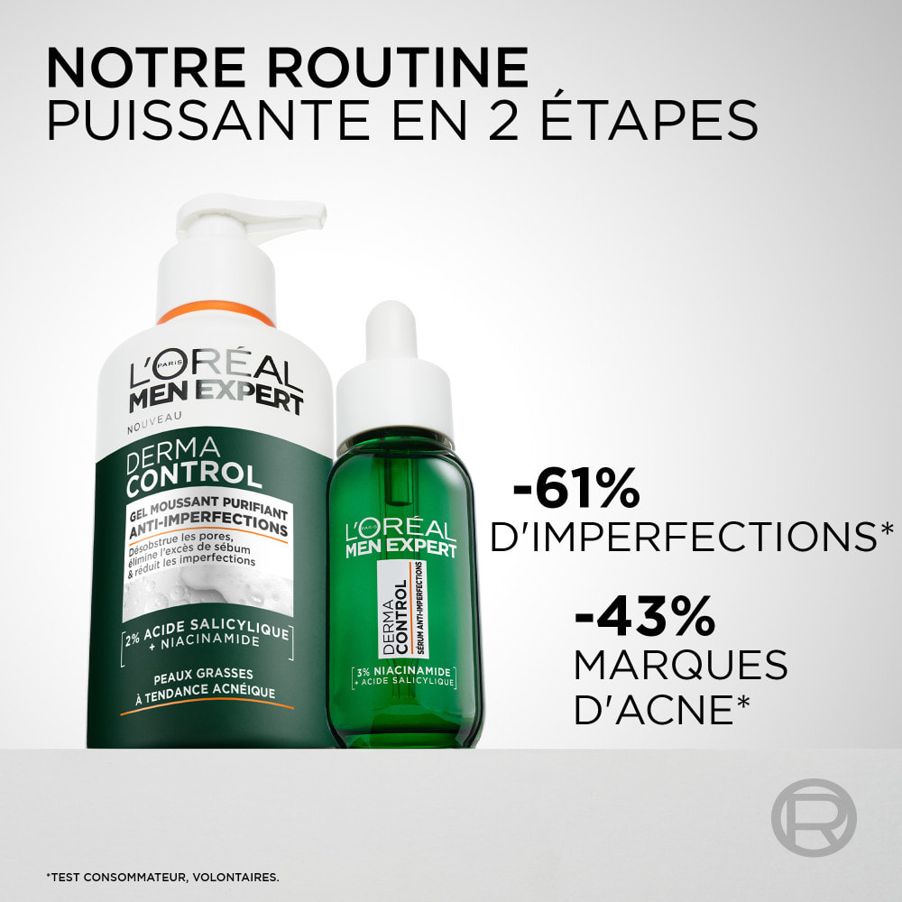 L'Oréal Paris Men Expert Derma Control Routine Anti-Imperfections Gel Moussant Purifiant & Sérum Anti-Imperfections