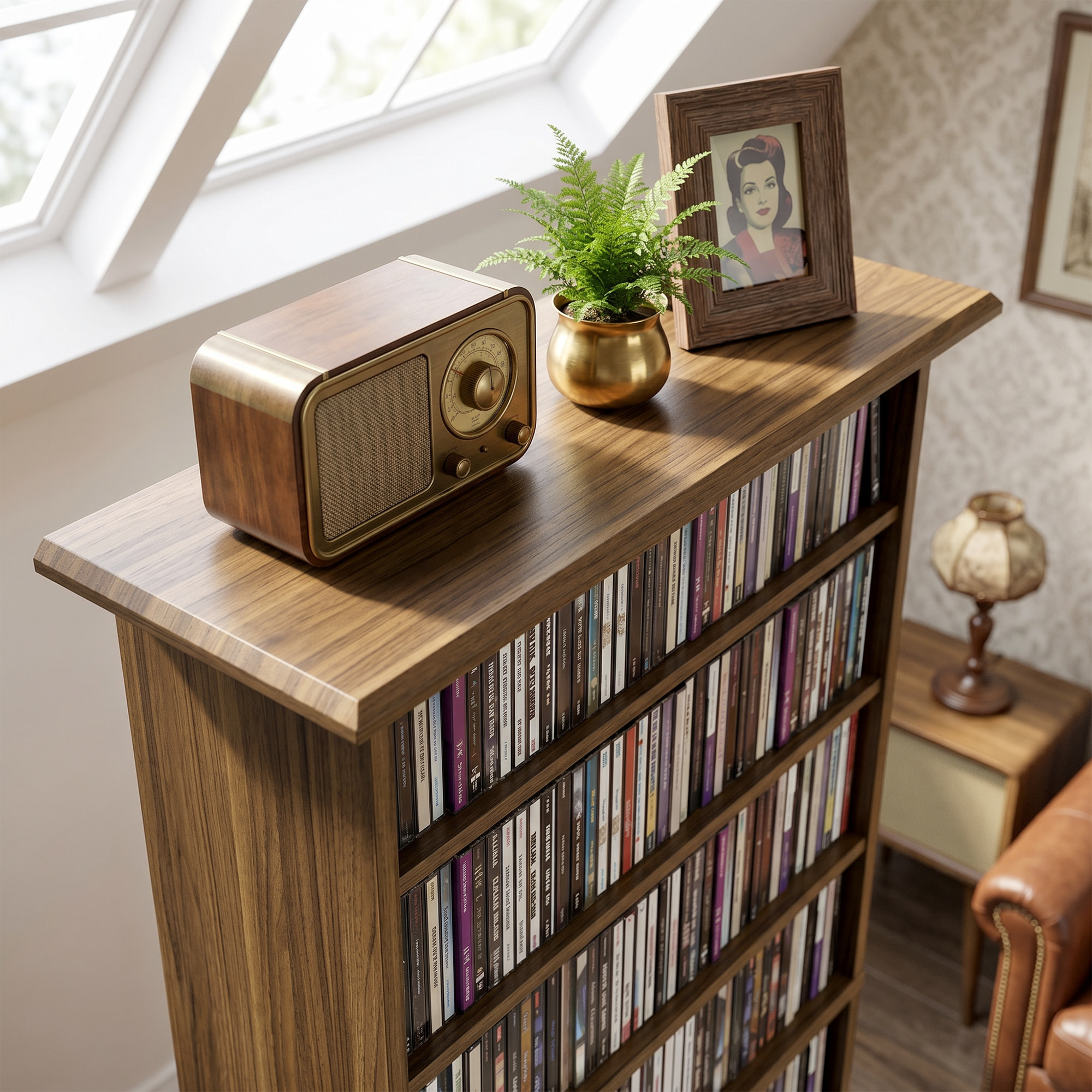 Étagère range CD - meuble rangement CD DVD - 8 compartiments, 6 étagères réglables - effet bois