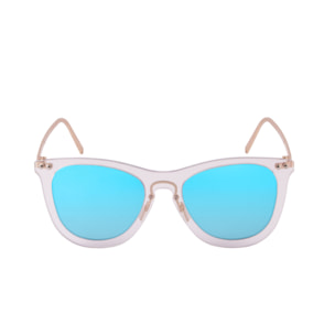 Gafas de sol OCEAN GENOVA - Blanco transparente / De espejo azul cielo y patillas de metal dorado mate