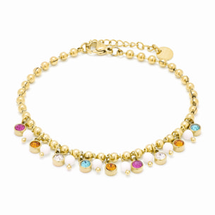 Pulsera de Circonita Multicolor acabada en oro amarillo de 18K- Zasid