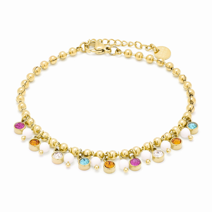 Pulsera de Circonita Multicolor acabada en oro amarillo de 18K- Zasid