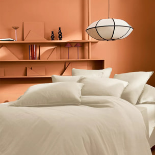 Lot de 2 taies gaze de coton lavé uni beige Malia lin