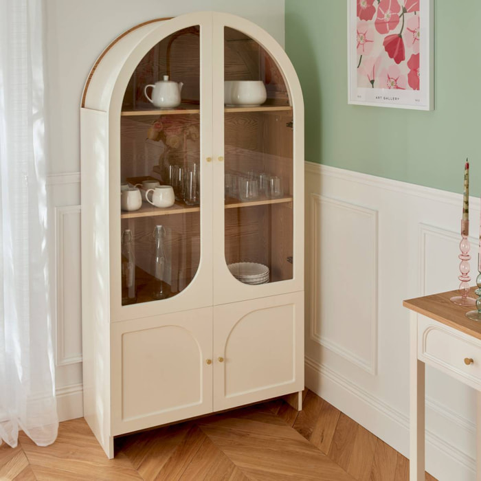 Vaisselier 4 portes 4 niveaux ivoire H180cm