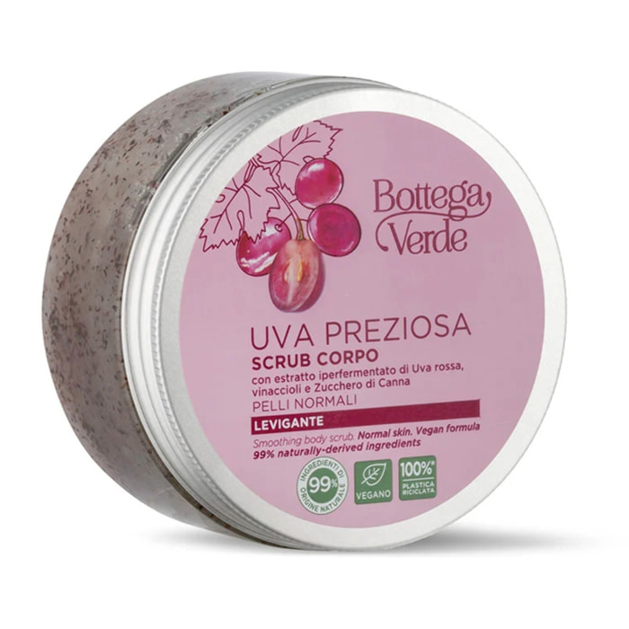 Uva Preziosa - Scrub corpo levigante - con estratto iperfermentato di Uva rossa di Tenuta Massaini, vinaccioli e Zucchero di Canna - pelli normali