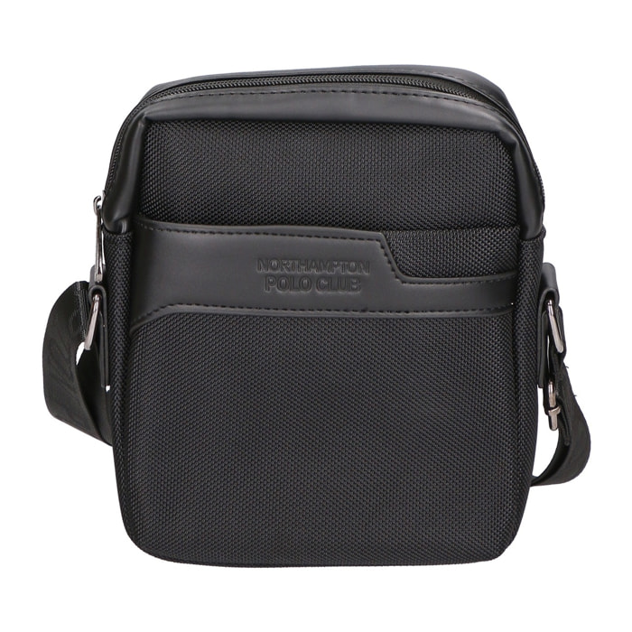 Borsa a tracolla uomo - Modello False - Pelle PU e Tessuto - 18.0 x 21.0 x 4.0 cm