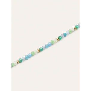 Pulsera Crystal Blue Acero Baño Oro