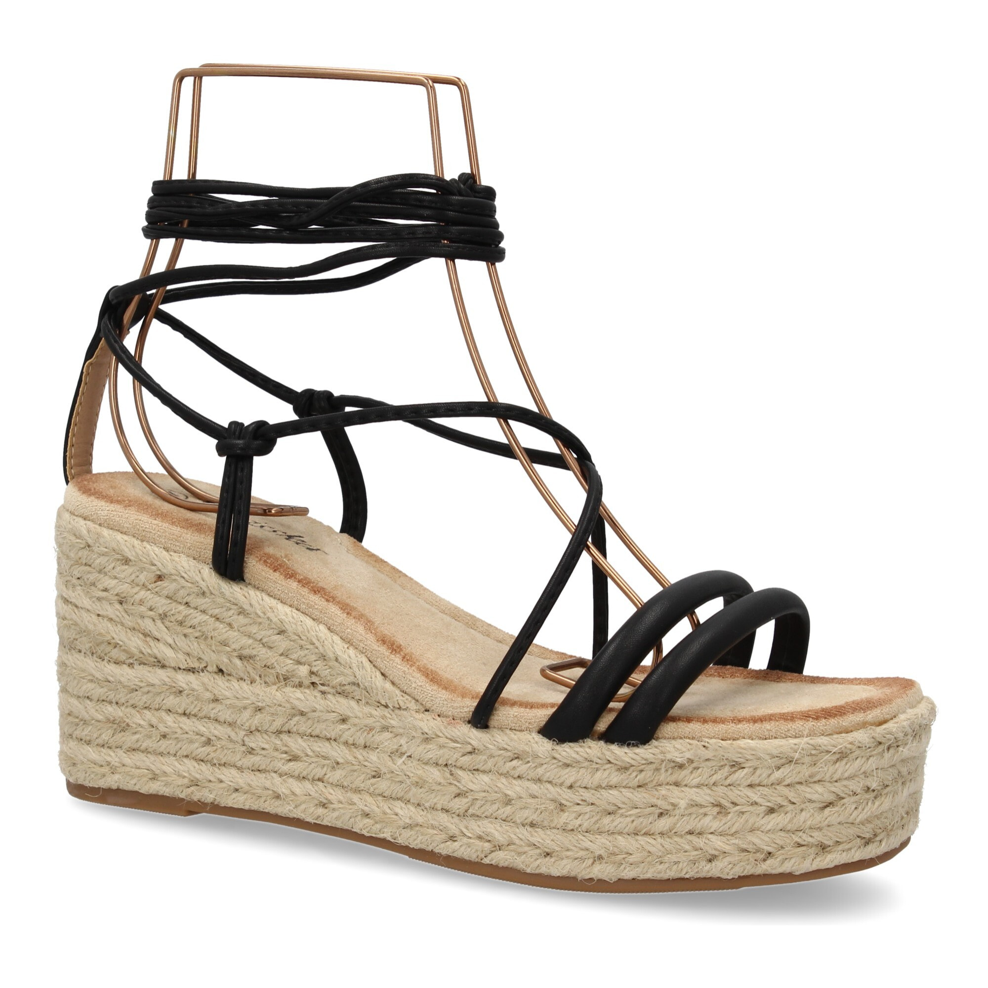 Sandalia de cuña de yute para mujer, comodas y elegantes, diseño moderno con tiras cruzadas