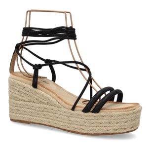 Sandalia de cuña de yute para mujer, comodas y elegantes, diseño moderno con tiras cruzadas