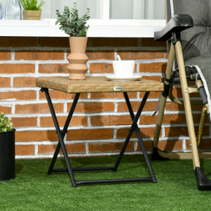 Mesa de Jardín de Ratán Sintético 0,16 ãŽ¡ Mesa de Terraza Exterior Plegable con Patas Cruzadas y Marco de Acero para Patio Balcón Natural