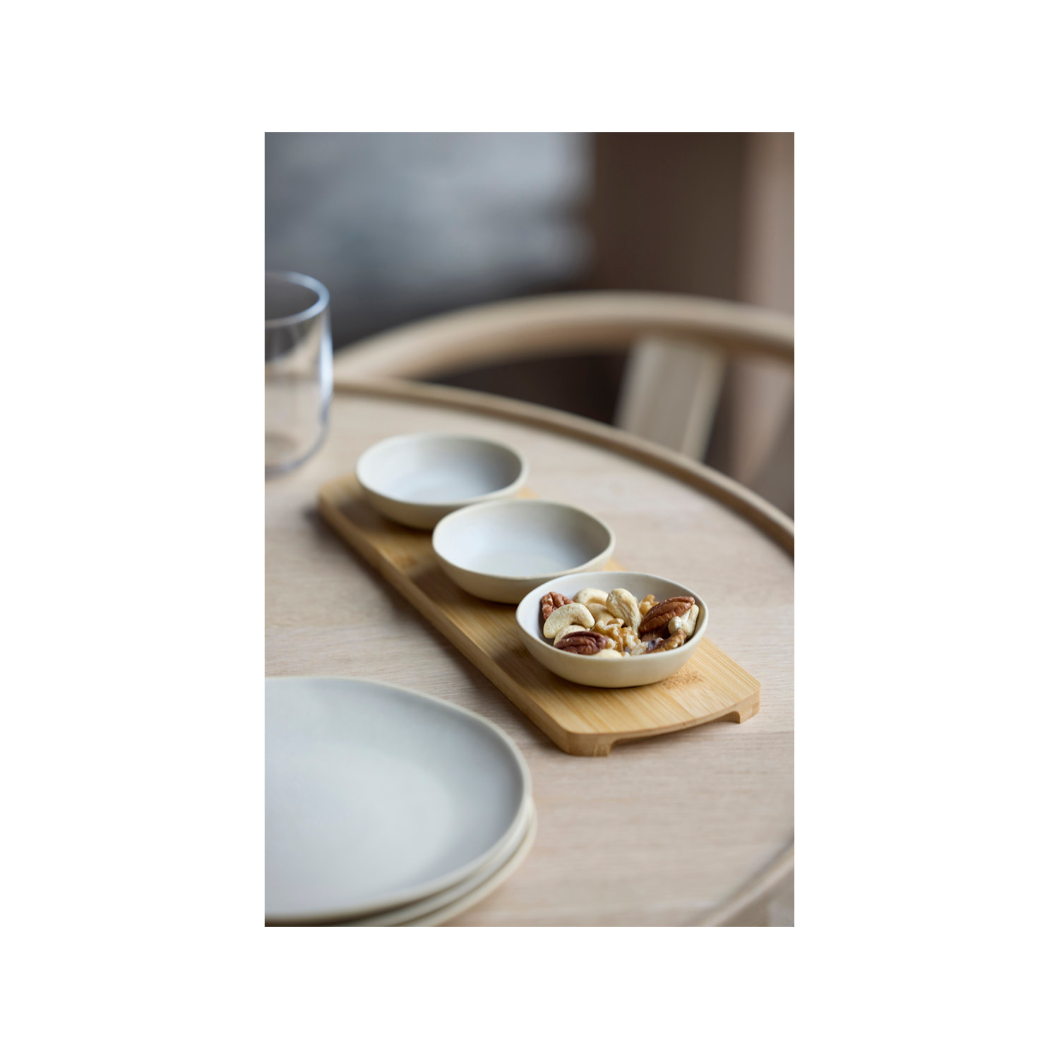 Plateau en bambou avec 3 bols Shoku