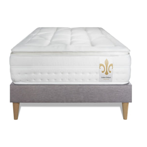 Somier+Colchón Muelles ensacados y espuma viscoelástica - Kit de base de cama - Gris - Vingt-Huit PLUS
