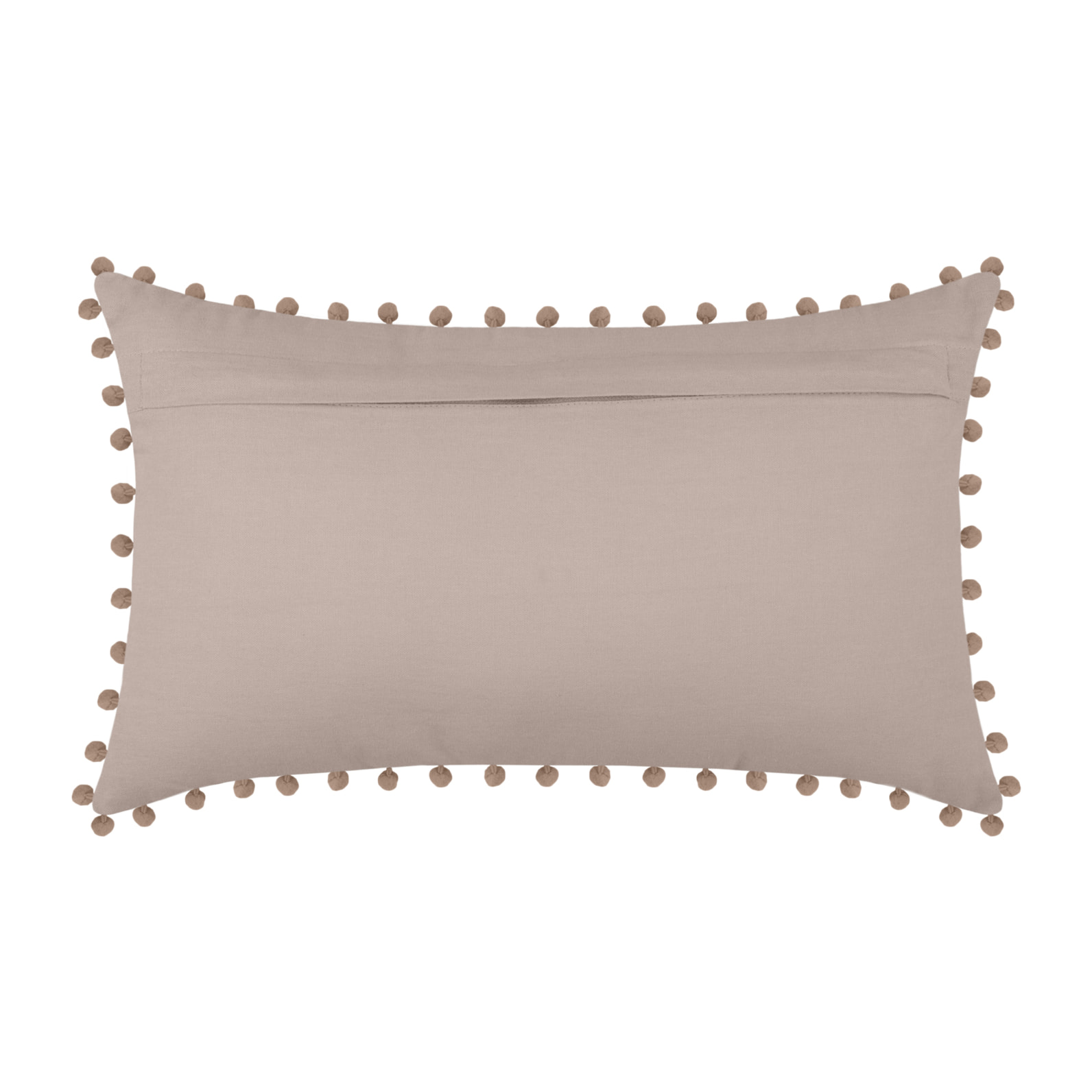 Coussin rectangulaire en coton déhoussable à pompons - Naturel