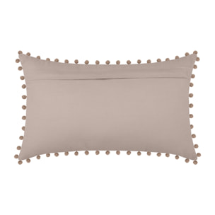 Coussin rectangulaire en coton déhoussable à pompons - Naturel