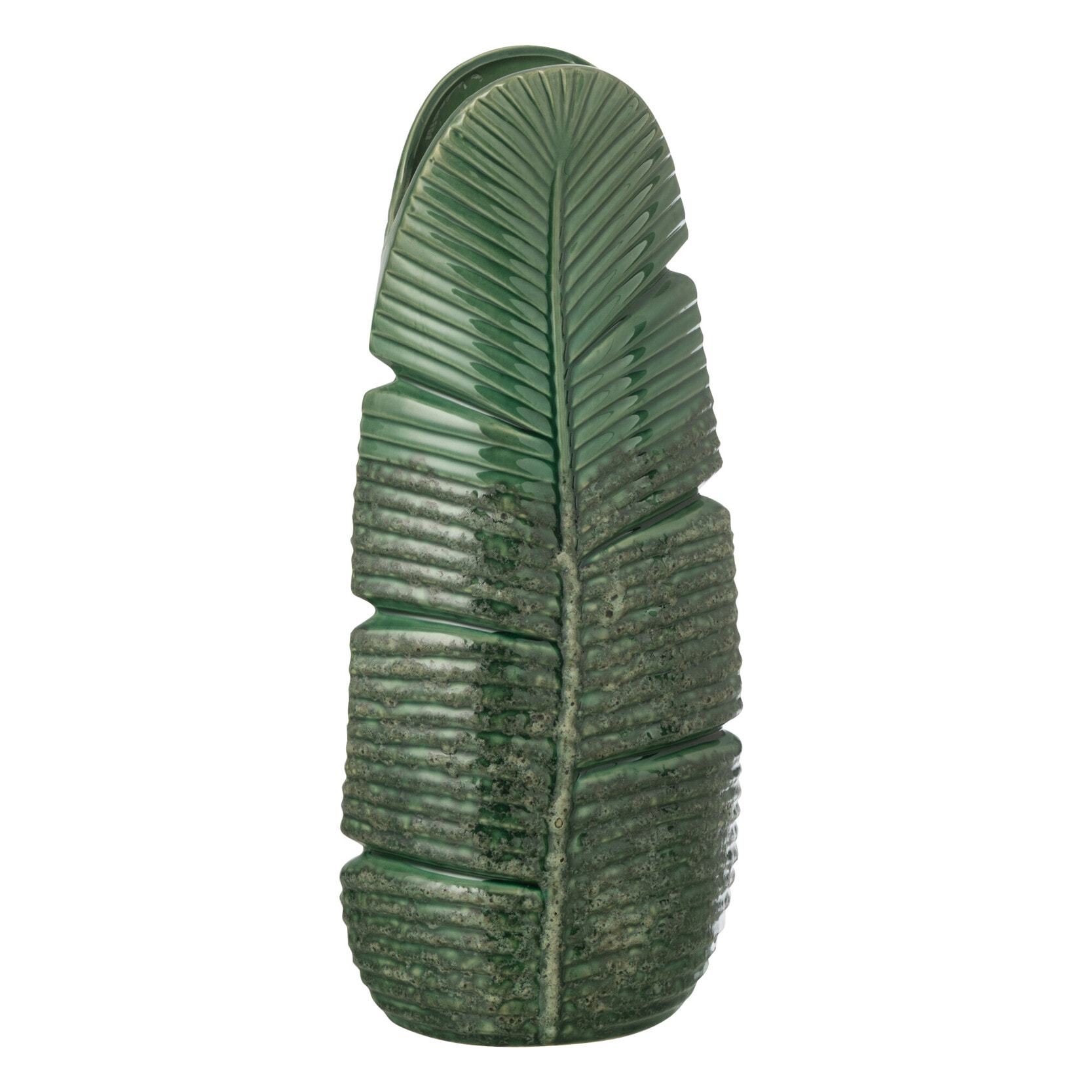 J-Line Vase Feuille - grès - vert foncé - small