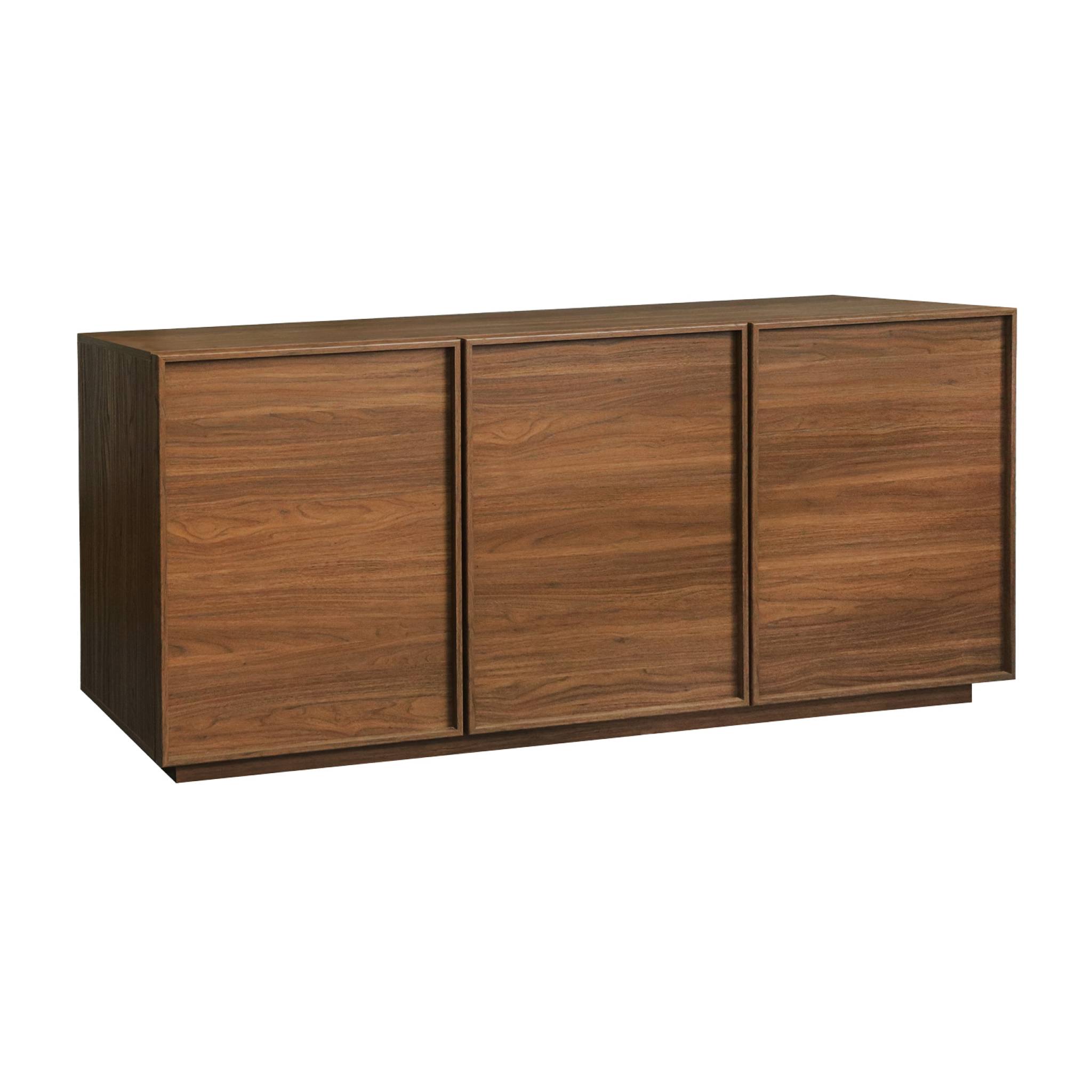 Buffet effet bois 3 portes noyer L 160 x P 43 x H 75cm - Kuba