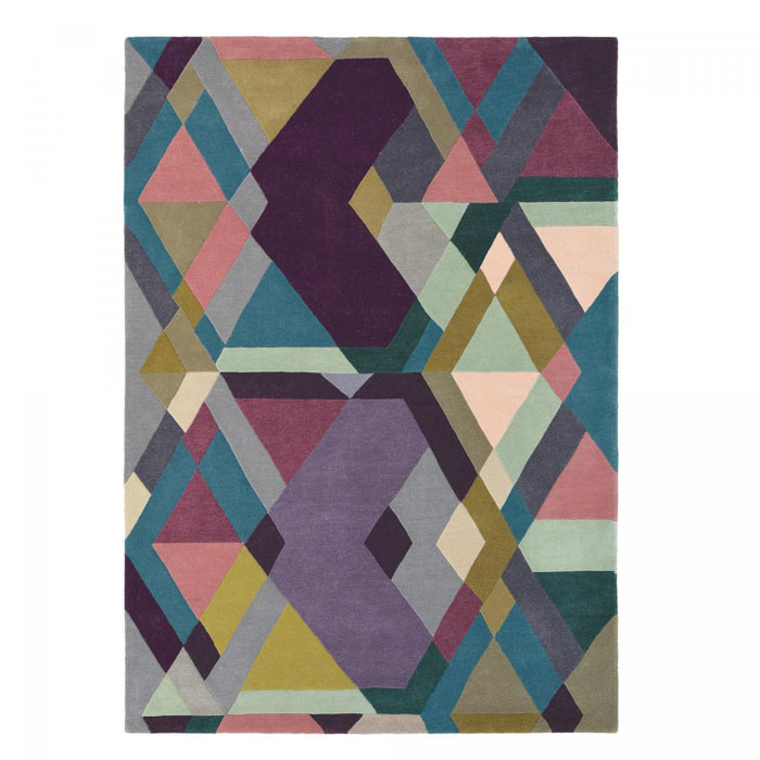 Tapis salon et chambre fait à la main en laine motif seventies RARA